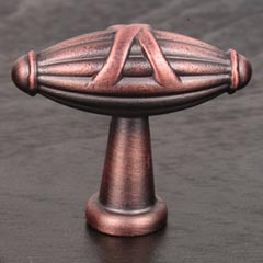 RK International [CK-757-DC] Solid Brass Cabinet Knob - Small Crossed Indian Drum - Distressed Copper Finish - 1 11/16&quot; L