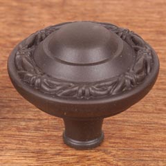 RK International [CK-760-RB] Solid Brass Cabinet Knob - Large Deco-Leaf Edge - Oil Rubbed Bronze Finish - 1 1/2&quot; Dia.