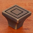 RK International [CK-770-AE] Solid Brass Cabinet Knob - Large Contemporary Square - Antique English Finish - 1 1/16" sq.