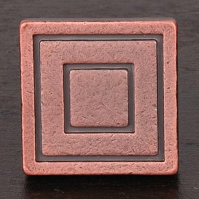 RK International [CK-770-DC] Solid Brass Cabinet Knob - Large Contemporary Square - Distressed Copper Finish - 1 1/16" sq.