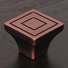RK International [CK-770-DC] Solid Brass Cabinet Knob - Large Contemporary Square - Distressed Copper Finish - 1 1/16&quot; sq.