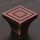 RK International [CK-770-DC] Solid Brass Cabinet Knob - Large Contemporary Square - Distressed Copper Finish - 1 1/16" sq.