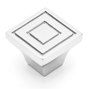 RK International [CK-770-PN] Solid Brass Cabinet Knob - Large Contemporary Square - Polished Nickel Finish - 1 1/16" sq.