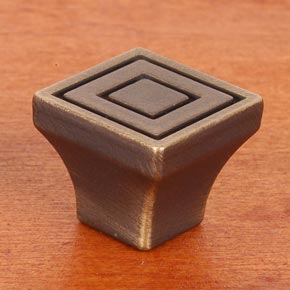 RK International [CK-771-AE] Solid Brass Cabinet Knob - Small Contemporary Square - Antique English Finish - 7/8" sq.