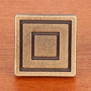 RK International [CK-771-AE] Solid Brass Cabinet Knob - Small Contemporary Square - Antique English Finish - 7/8" sq.