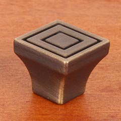 RK International [CK-771-AE] Solid Brass Cabinet Knob - Small Contemporary Square - Antique English Finish - 7/8" sq.
