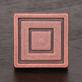 RK International [CK-771-DC] Solid Brass Cabinet Knob - Small Contemporary Square - Distressed Copper Finish - 7/8" sq.