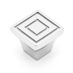 RK International [CK-771-PN] Solid Brass Cabinet Knob - Small Contemporary Square - Polished Nickel Finish - 7/8&quot; sq.