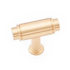 RK International [CK-781-SB] Solid Brass Cabinet Knob - Small Cylinder - Satin Brass Finish - 1 5/8&quot; L