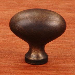 RK International [CK-8215-AE] Solid Brass Cabinet Knob - Small Oval - Antique English Finish - 1 5/16" L