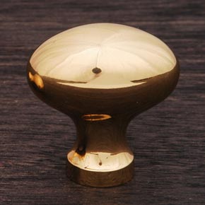 RK International [CK-8215-B] Solid Brass Cabinet Knob - Small Oval - Polished Brass Finish - 1 5/16" L