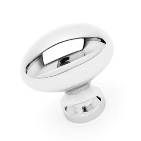 RK International [CK-8215-PN] Solid Brass Cabinet Knob - Small Oval - Polished Nickel Finish - 1 5/16" L