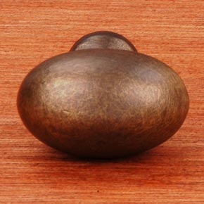 RK International [CK-8216-AE] Solid Brass Cabinet Knob - Large Oval - Antique English Finish - 1 3/8" L