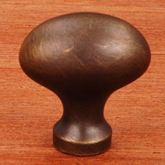 RK International [CK-8216-AE] Solid Brass Cabinet Knob - Large Oval - Antique English Finish - 1 3/8" L