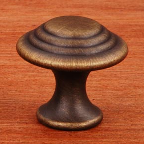 RK International [CK-9214-AE] Solid Brass Cabinet Knob - Step Up Beauty - Antique English Finish - 1 1/4" Dia.