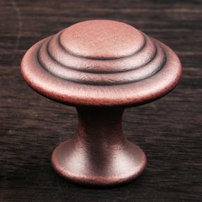 RK International [CK-9214-DC] Solid Brass Cabinet Knob - Step Up Beauty - Distressed Copper Finish - 1 1/4" Dia.