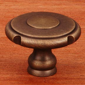 RK International [CK-9302-AE] Solid Brass Cabinet Knob - Large Truncated Edge - Antique English Finish - 1 1/2" Dia.