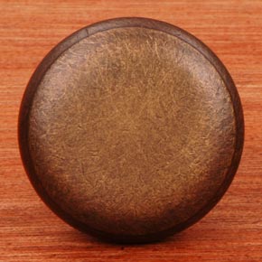 RK International [CK-9305-AE] Solid Brass Cabinet Knob - Solid w/ Flat Edge - Antique English Finish - 1 1/4" Dia.