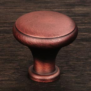 RK International [CK-9305-DC] Solid Brass Cabinet Knob - Solid w/ Flat Edge - Distressed Copper Finish - 1 1/4" Dia.