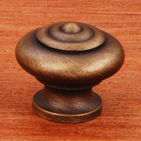 RK International [CK-9307-AE] Solid Brass Cabinet Knob - Solid Round w/ Circle Top - Antique English Finish - 1" Dia.