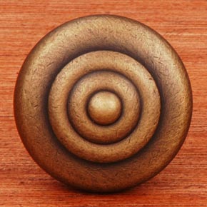 RK International [CK-9307-AE] Solid Brass Cabinet Knob - Solid Round w/ Circle Top - Antique English Finish - 1" Dia.