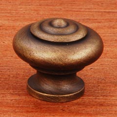 RK International [CK-9307-AE] Solid Brass Cabinet Knob - Solid Round w/ Circle Top - Antique English Finish - 1" Dia.