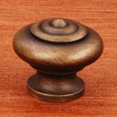 RK International [CK-9307-AE] Solid Brass Cabinet Knob - Solid Round w/ Circle Top - Antique English Finish - 1&quot; Dia.