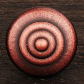 RK International [CK-9307-DC] Solid Brass Cabinet Knob - Solid Round w/ Circle Top - Distressed Copper Finish - 1" Dia.