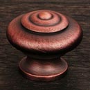 RK International [CK-9307-DC] Solid Brass Cabinet Knob - Solid Round w/ Circle Top - Distressed Copper Finish - 1" Dia.