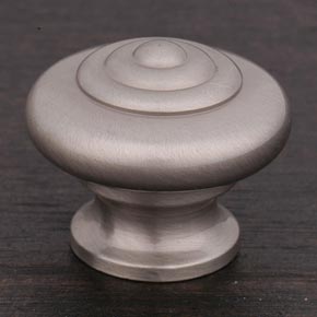 RK International [CK-9307-P] Solid Brass Cabinet Knob - Solid Round w/ Circle Top - Pewter Finish - 1" Dia.