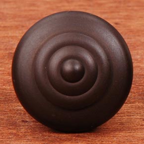 RK International [CK-9307-RB] Solid Brass Cabinet Knob - Solid Round w/ Circle Top - Oil Rubbed Bronze Finish - 1" Dia.