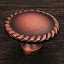 RK International [CK-9313-DC] Solid Brass Cabinet Knob - Round w/ Rope Edge - Distressed Copper Finish - 1 1/4&quot; Dia.