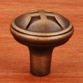 RK International [CK-9314-AE] Solid Brass Cabinet Knob - Solid Four Petal - Antique English Finish - 1 1/4" Dia.