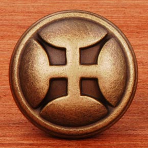 RK International [CK-9314-AE] Solid Brass Cabinet Knob - Solid Four Petal - Antique English Finish - 1 1/4" Dia.