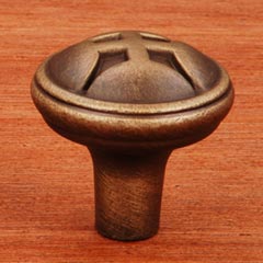 RK International [CK-9314-AE] Solid Brass Cabinet Knob - Solid Four Petal - Antique English Finish - 1 1/4" Dia.