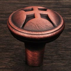 RK International [CK-9314-DC] Solid Brass Cabinet Knob - Solid Four Petal - Distressed Copper Finish - 1 1/4" Dia.