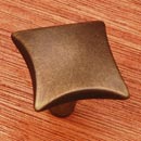 RK International [CK-9316-AE] Solid Brass Cabinet Knob - Square w/ Four Curves - Antique English Finish - 1 1/8&quot; Sq.