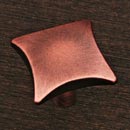 RK International [CK-9316-DC] Solid Brass Cabinet Knob - Square w/ Four Curves - Distressed Copper Finish - 1 1/8&quot; Sq.