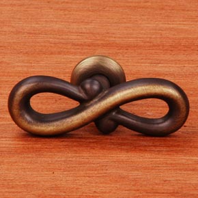 RK International [CK-9317-AE] Solid Brass Cabinet Knob - Butterfly Pretzel - Antique English Finish - 2 1/8" L