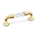 RK International [CP-43] Acrylic Cabinet Pull Handle - Bow w/ Twisted Acrylic - Standard Size - Polished Brass Mounts - 3" C/C - 3 5/8" L