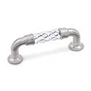 RK International [CP-43-P] Acrylic Cabinet Pull Handle - Bow w/ Twisted Acrylic - Standard Size - Satin Nickel Mounts - 3" C/C - 3 5/8" L