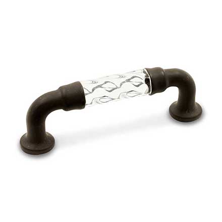 RK International [CP-43-RB] Acrylic Cabinet Pull Handle - Bow w/ Twisted Acrylic - Standard Size - Oil Rubbed Bronze Mounts - 3" C/C - 3 5/8" L
