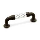 RK International [CP-43-RB] Acrylic Cabinet Pull Handle - Bow w/ Twisted Acrylic - Standard Size - Oil Rubbed Bronze Mounts - 3" C/C - 3 5/8" L
