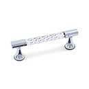 RK International [CP-47-C] Acrylic Cabinet Pull Handle - Twisted Bar w/ Solid Ends - Standard Size - Polished Chrome Mounts - 3" C/C - 3 3/4" L