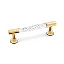 RK International [CP-47] Acrylic Cabinet Pull Handle - Twisted Bar w/ Solid Ends - Standard Size - Polished Brass Mounts - 3" C/C - 3 3/4" L