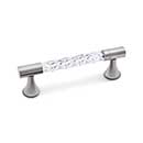 RK International [CP-47-P] Acrylic Cabinet Pull Handle - Twisted Bar w/ Solid Ends - Standard Size - Satin Nickel Mounts - 3" C/C - 3 3/4" L