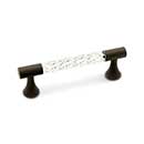 RK International [CP-47-RB] Acrylic Cabinet Pull Handle - Twisted Bar w/ Solid Ends - Standard Size - Oil Rubbed Bronze Mounts - 3" C/C - 3 3/4" L