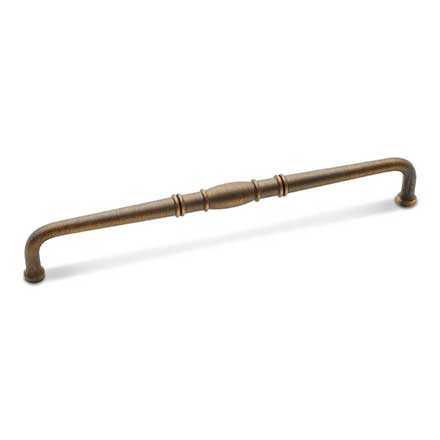 RK International [CP-806-AE] Solid Brass Cabinet Pull Handle - Barrel Middle - Oversized - Antique English Finish - 8" C/C - 8 7/16" L
