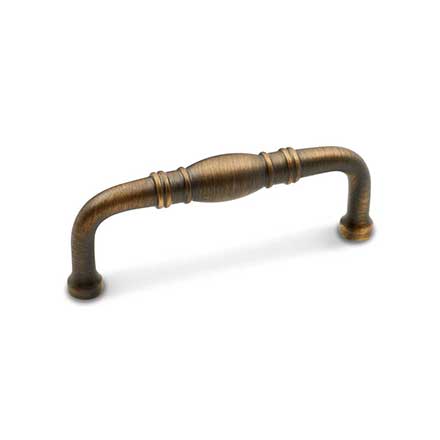 RK International [CP-807-AE] Solid Brass Cabinet Pull Handle - Barrel Middle - Standard Size - Antique English Finish - 3" C/C - 3 3/8" L