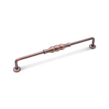 RK International [CP-3702-DC] Solid Brass Cabinet Pull Handle - Beaded Middle - Oversized - Distressed Copper Finish - 8" C/C - 8 3/4" L